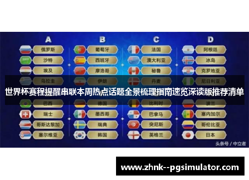 世界杯赛程提醒串联本周热点话题全景梳理指南速览深读版推荐清单
